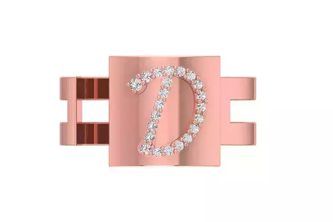 D Alphabet Mens Ring 3dm STL OBJ FBX Render Details 3D print model