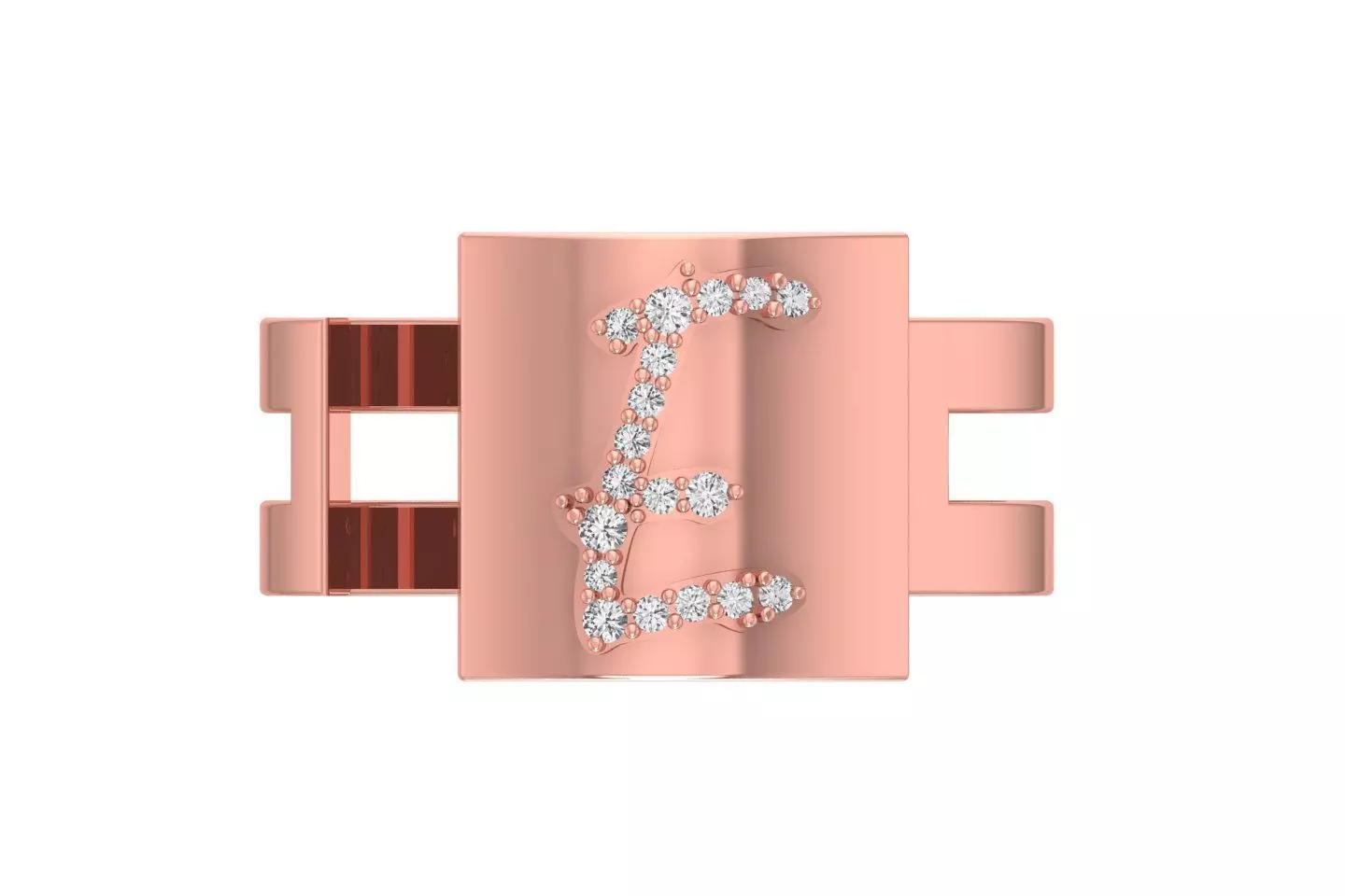 E Alphabet Mens Ring 3dm STL OBJ FBX Render Details 3D print model_0