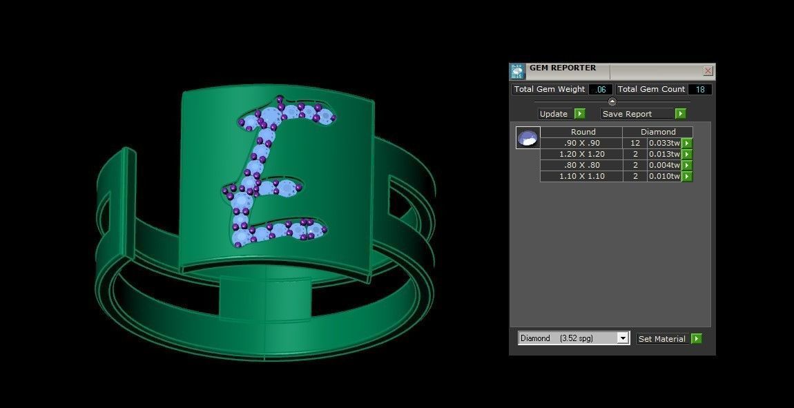 E Alphabet Mens Ring 3dm STL OBJ FBX Render Details 3D print model_3