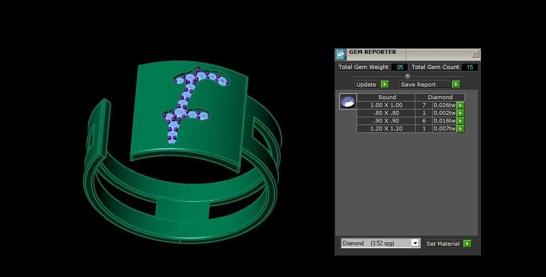 F Alphabet Mens Ring 3dm STL OBJ FBX Render Details 3D print model_3