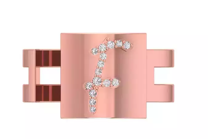 F Alphabet Mens Ring 3dm STL OBJ FBX Render Details 3D print model