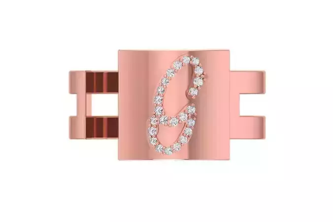 G Alphabet Mens Ring 3dm STL OBJ FBX Render Details 3D print model