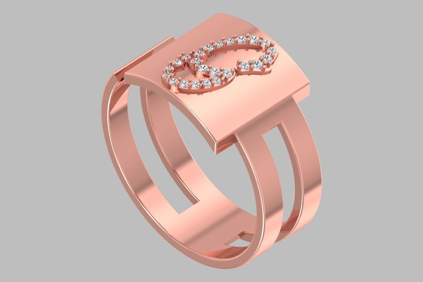 G Alphabet Mens Ring 3dm STL OBJ FBX Render Details 3D print model_1