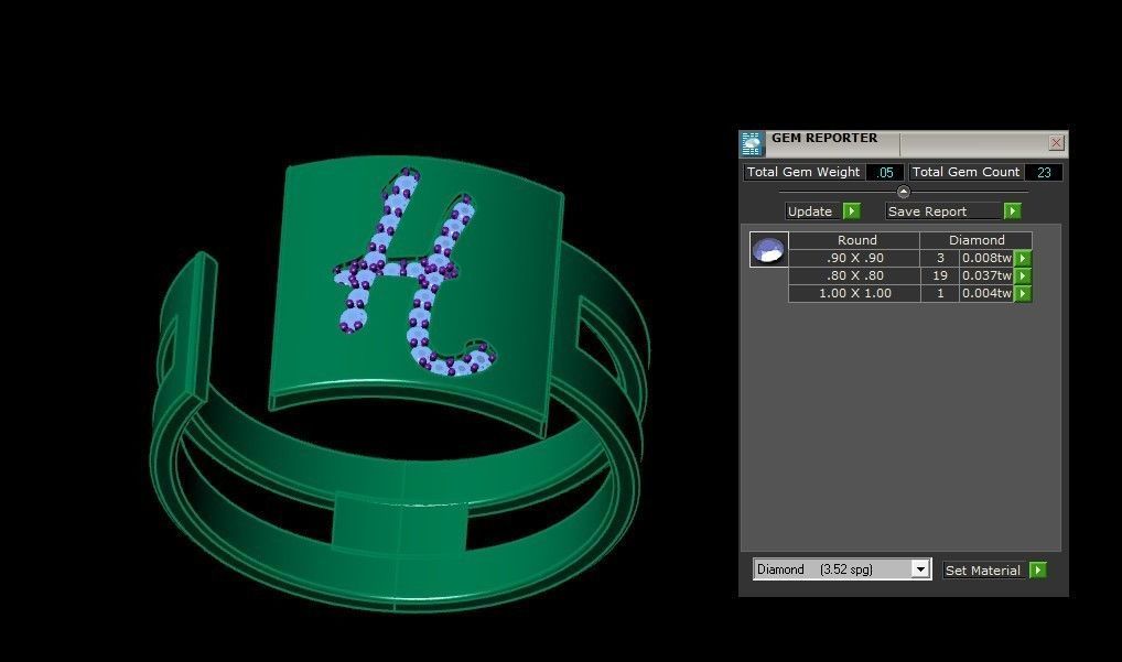 H Alphabet Mens Ring 3dm STL OBJ FBX Render Details 3D print model_3