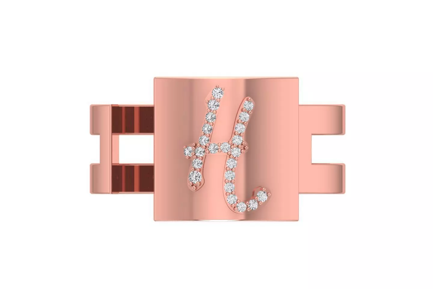 H Alphabet Mens Ring 3dm STL OBJ FBX Render Details 3D print model_0