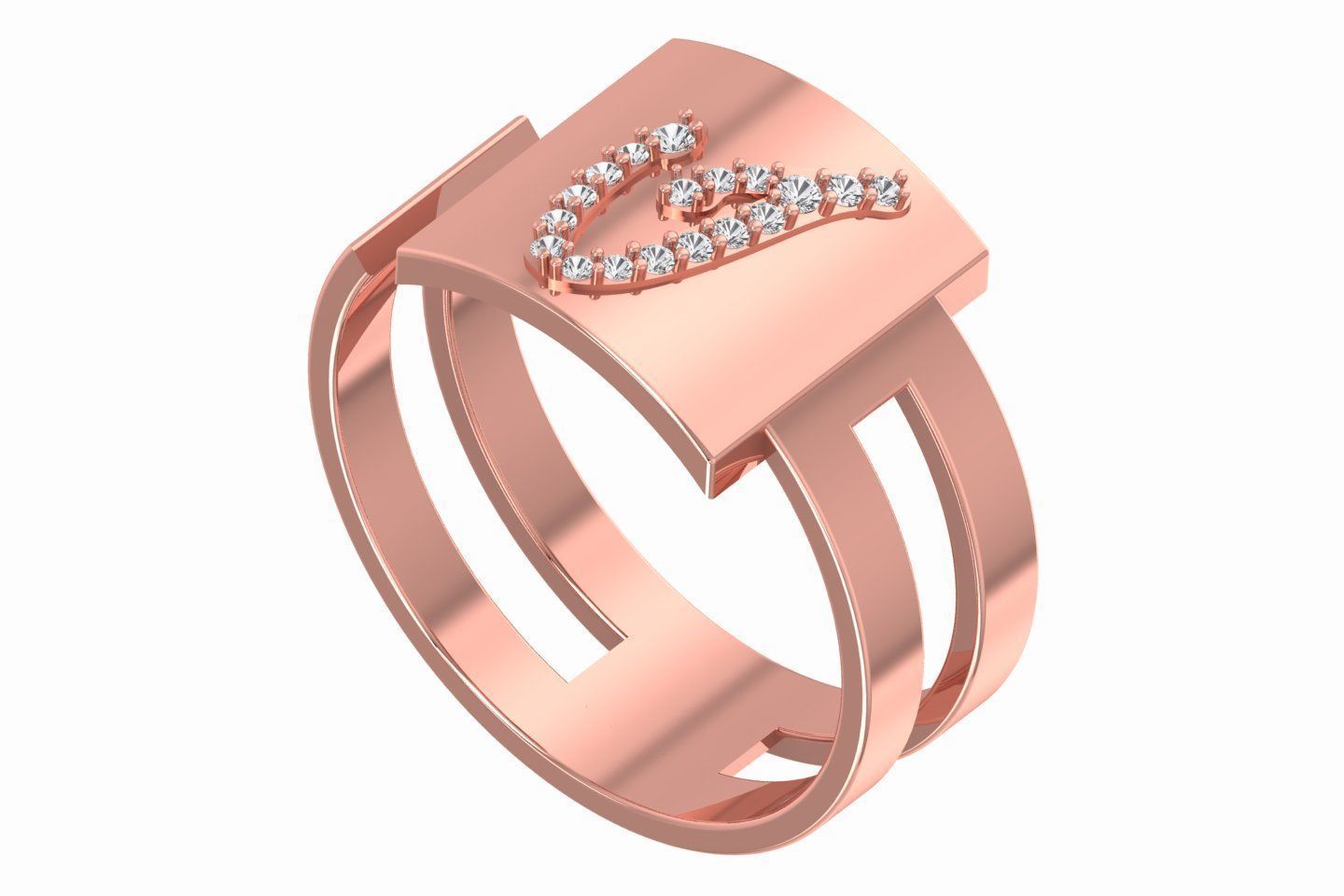 I Alphabet Mens Ring 3dm STL OBJ FBX Render Details 3D print model_1