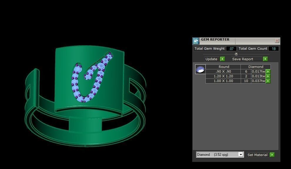 I Alphabet Mens Ring 3dm STL OBJ FBX Render Details 3D print model_3