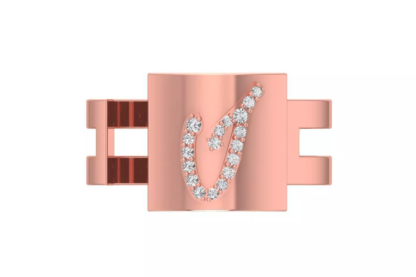 I Alphabet Mens Ring 3dm STL OBJ FBX Render Details 3D print model_0