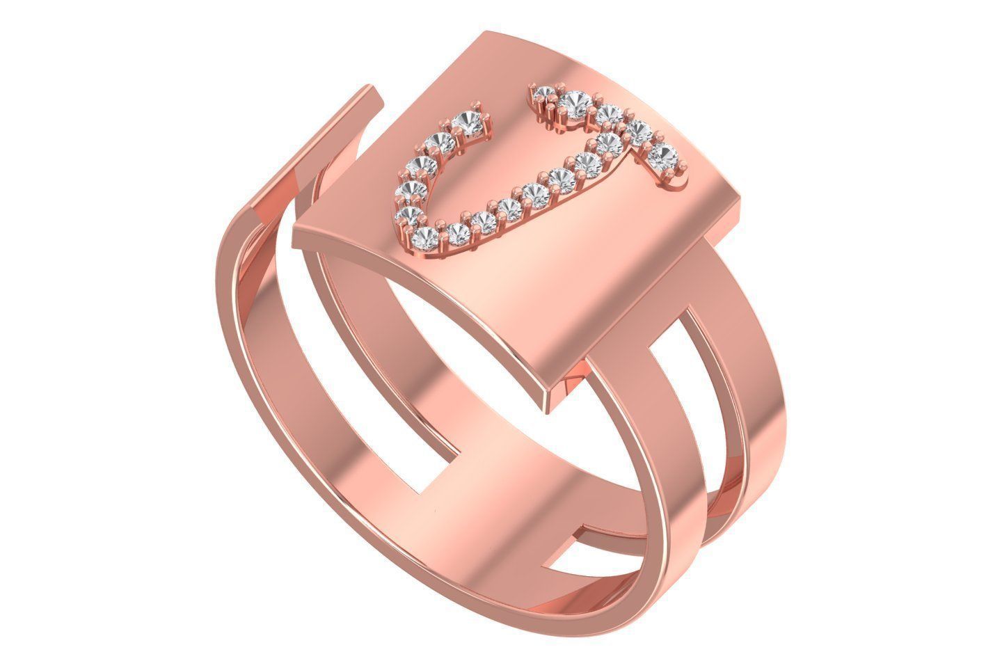 J Alphabet Mens Ring 3dm STL OBJ FBX Render Details 3D print model_1