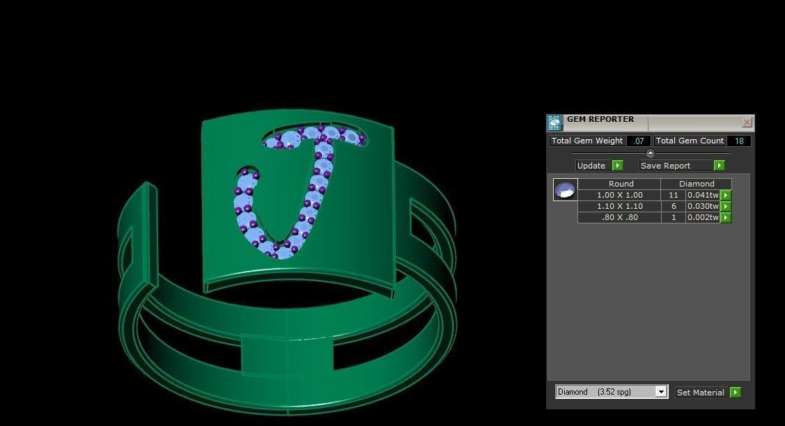 J Alphabet Mens Ring 3dm STL OBJ FBX Render Details 3D print model_3
