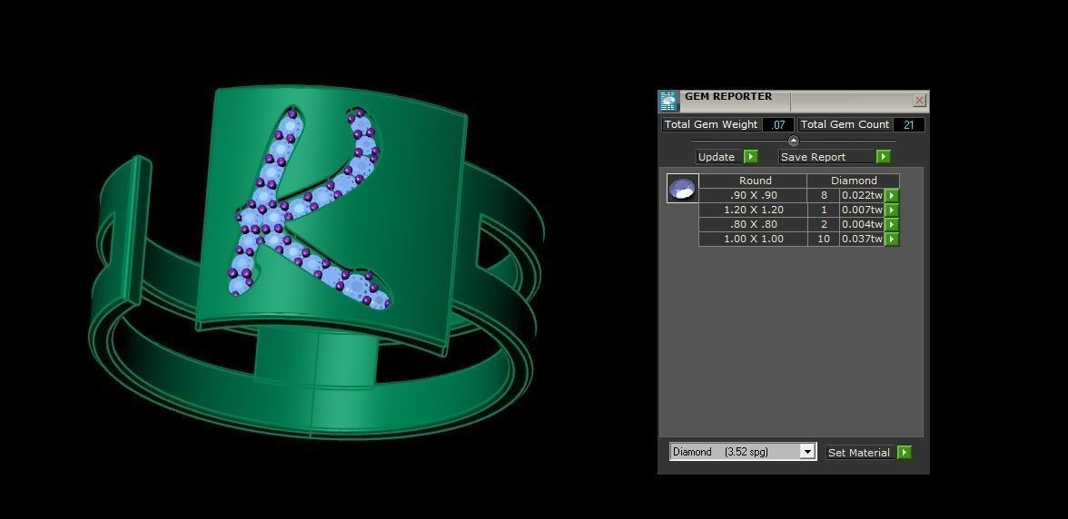 K Alphabet Mens Ring 3dm STL OBJ FBX Render Details 3D print model_3