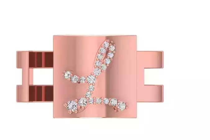 L Alphabet Mens Ring 3dm STL OBJ FBX Render Details