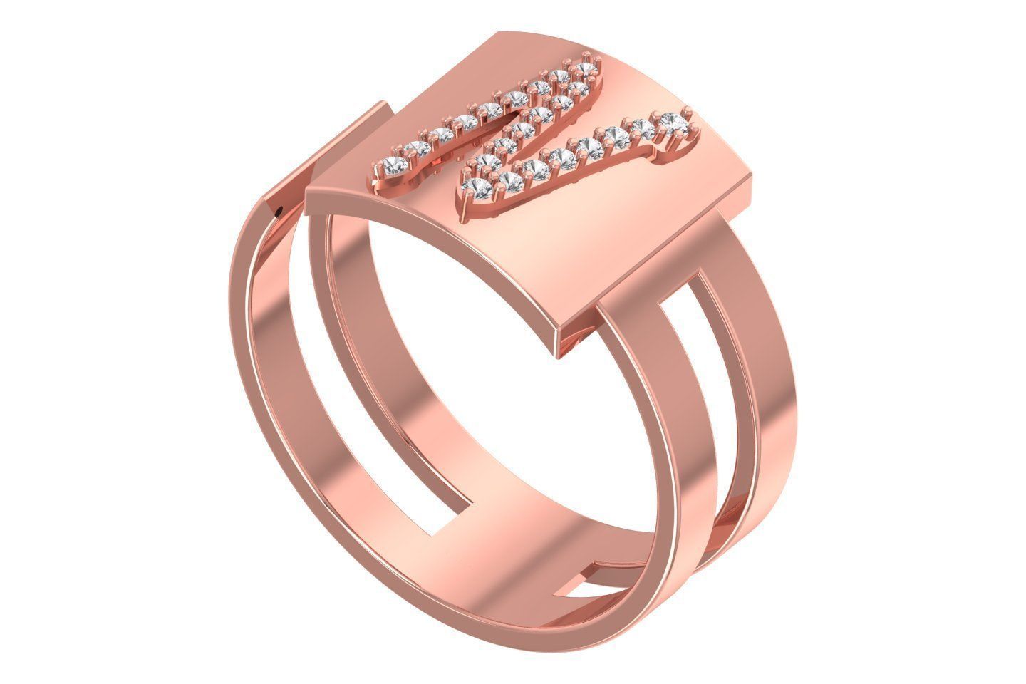 N Alphabet Mens Ring 3dm STL OBJ FBX Render Details 3D print model_1