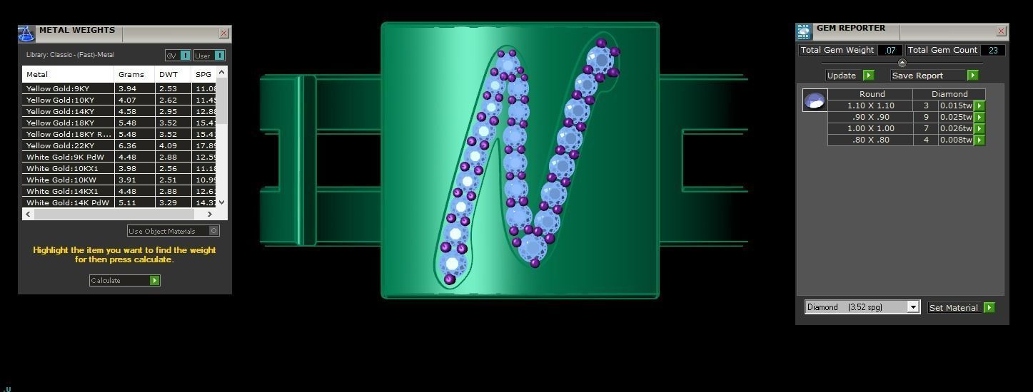 N Alphabet Mens Ring 3dm STL OBJ FBX Render Details 3D print model_3