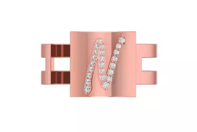 N Alphabet Mens Ring 3dm STL OBJ FBX Render Details 3D print model