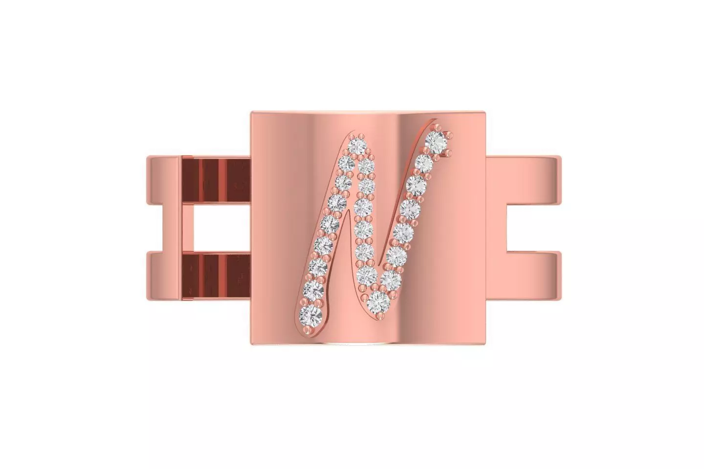 N Alphabet Mens Ring 3dm STL OBJ FBX Render Details 3D print model_0