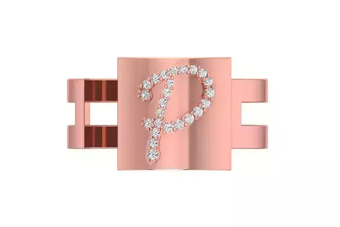 P Alphabet Mens Ring 3dm STL OBJ FBX Render Details 3D print model