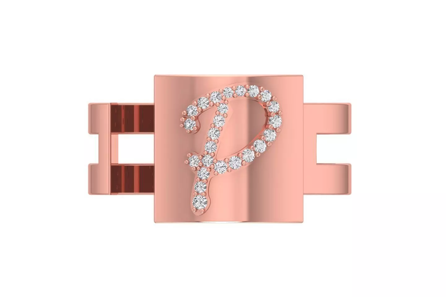 P Alphabet Mens Ring 3dm STL OBJ FBX Render Details 3D print model_0