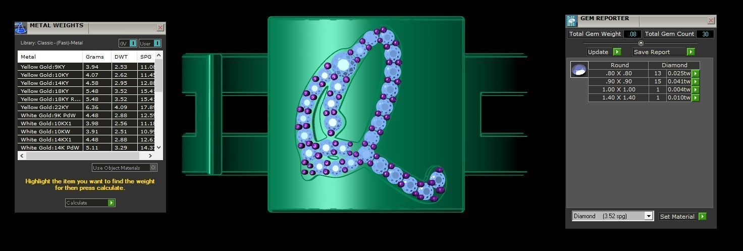 Q Alphabet Mens Ring 3dm STL OBJ FBX Render Details 3D print model_3