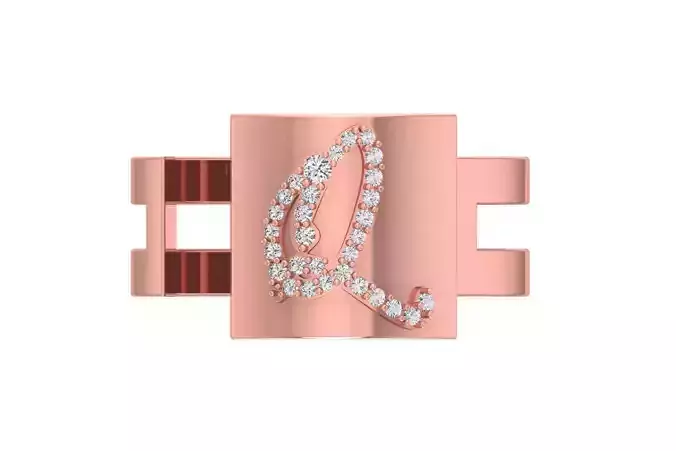 Q Alphabet Mens Ring 3dm STL OBJ FBX Render Details 3D print model