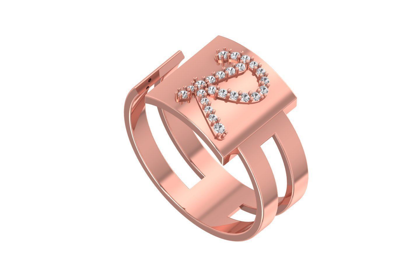 R Alphabet Mens Ring 3dm STL OBJ FBX Render Details 3D print model_1