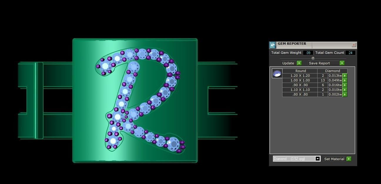 R Alphabet Mens Ring 3dm STL OBJ FBX Render Details 3D print model_3