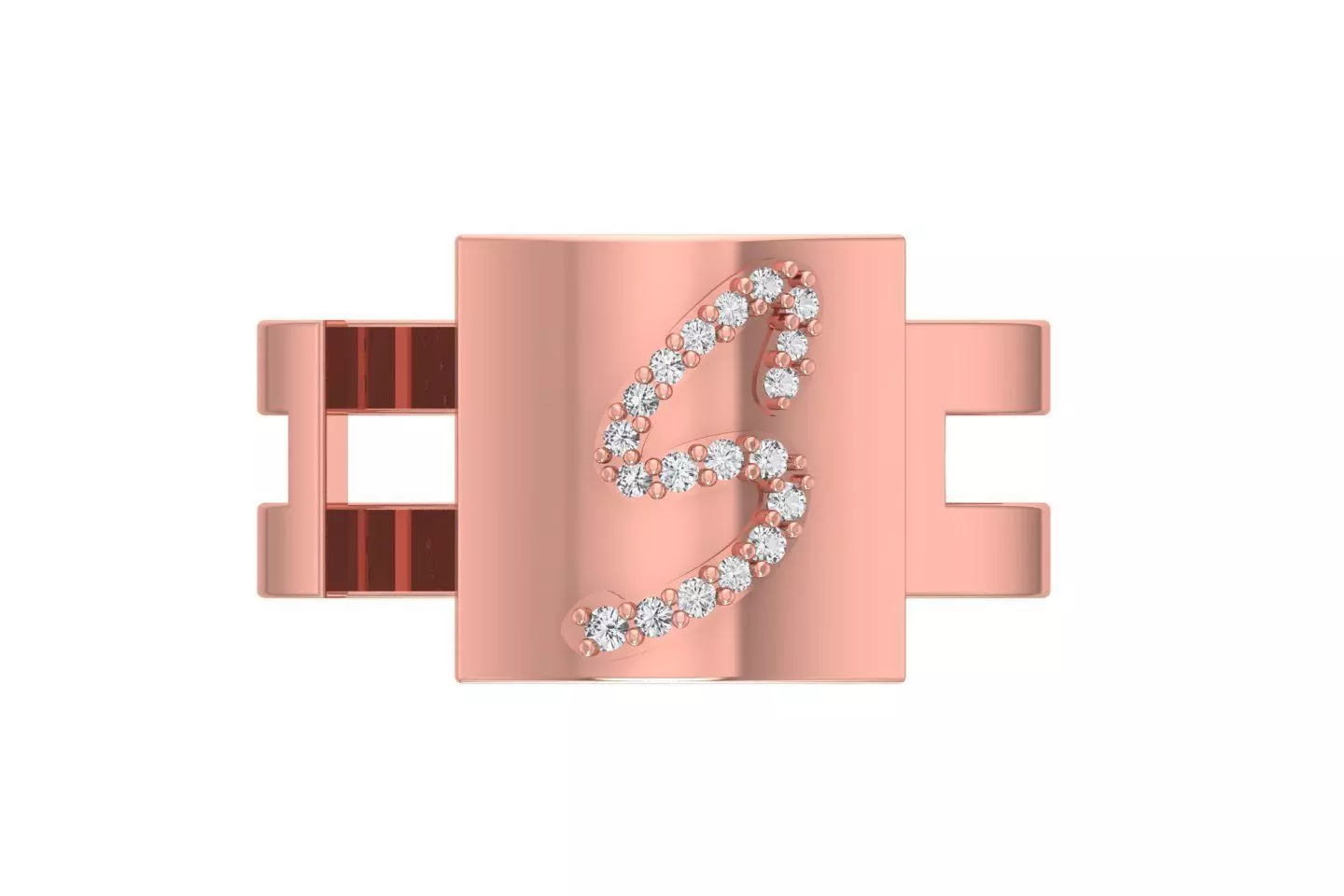 S Alphabet Mens Ring 3dm STL OBJ FBX Render Details 3D print model_0