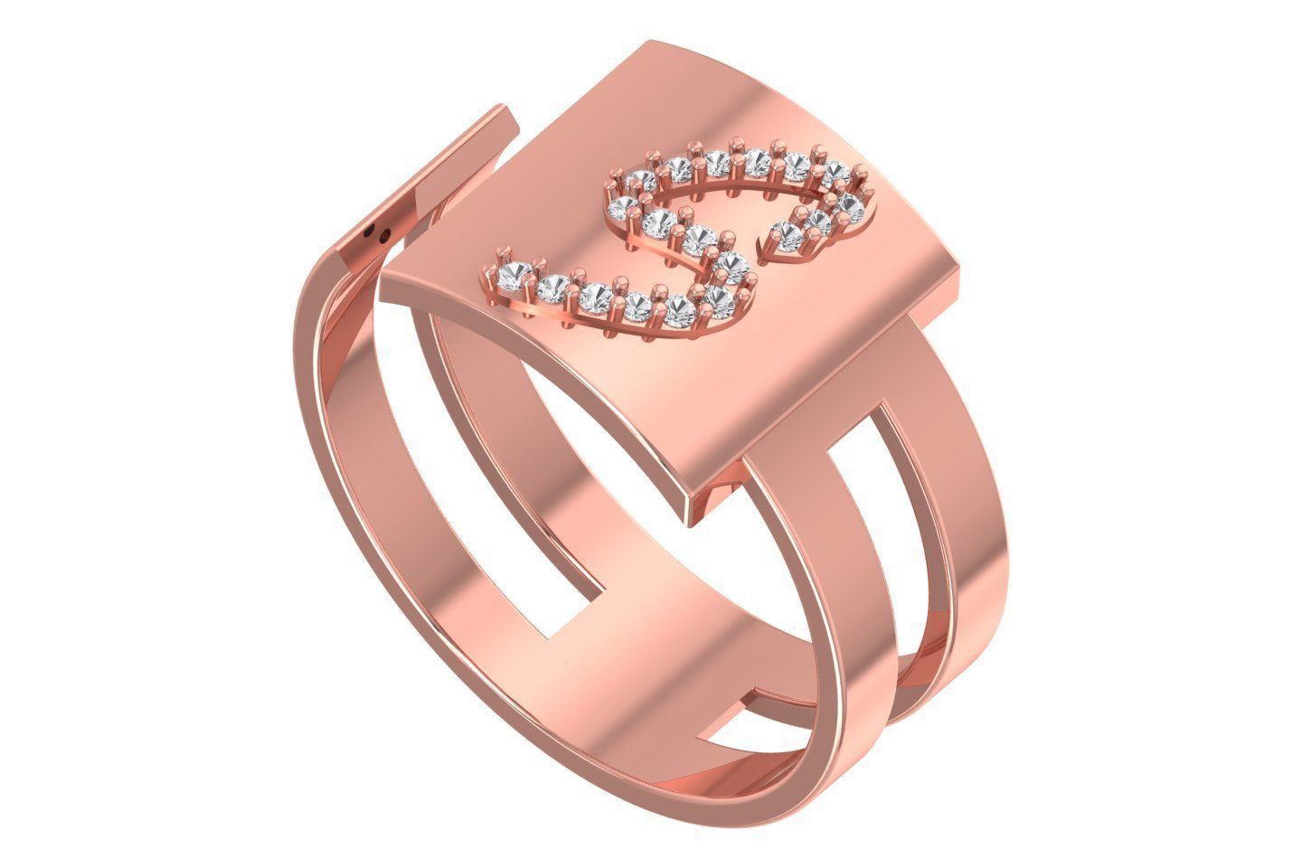 S Alphabet Mens Ring 3dm STL OBJ FBX Render Details 3D print model_1