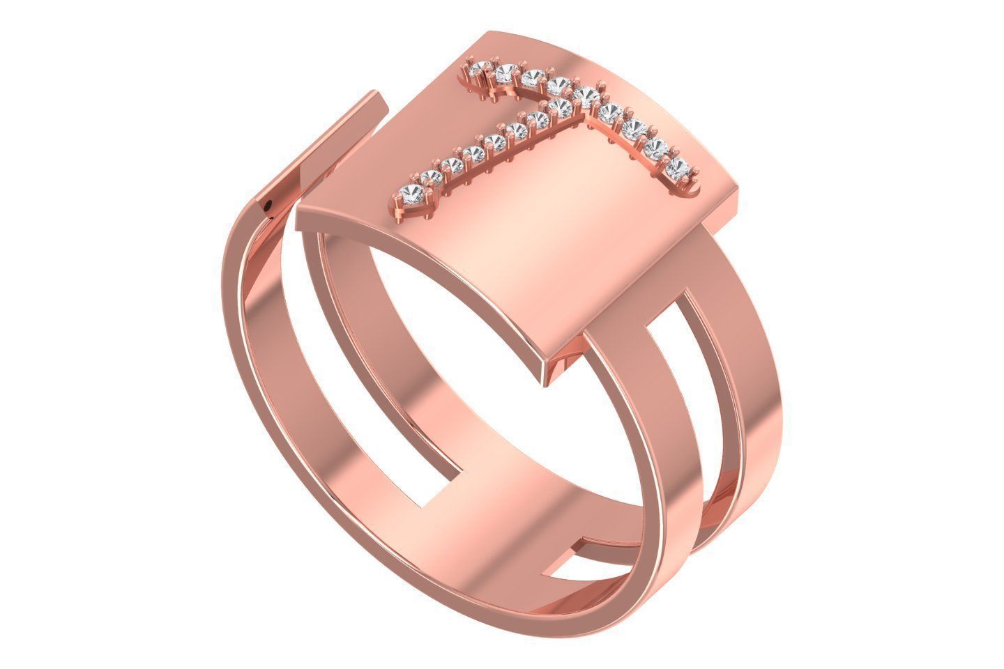 T Alphabet Mens Ring 3dm STL OBJ FBX Render Details 3D print model_1