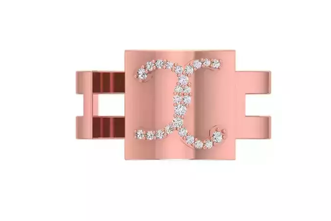 X Alphabet Mens Ring 3dm STL OBJ FBX Render Details