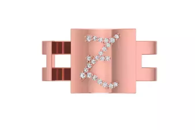 Z Alphabet Mens Ring 3dm STL OBJ FBX Render Details