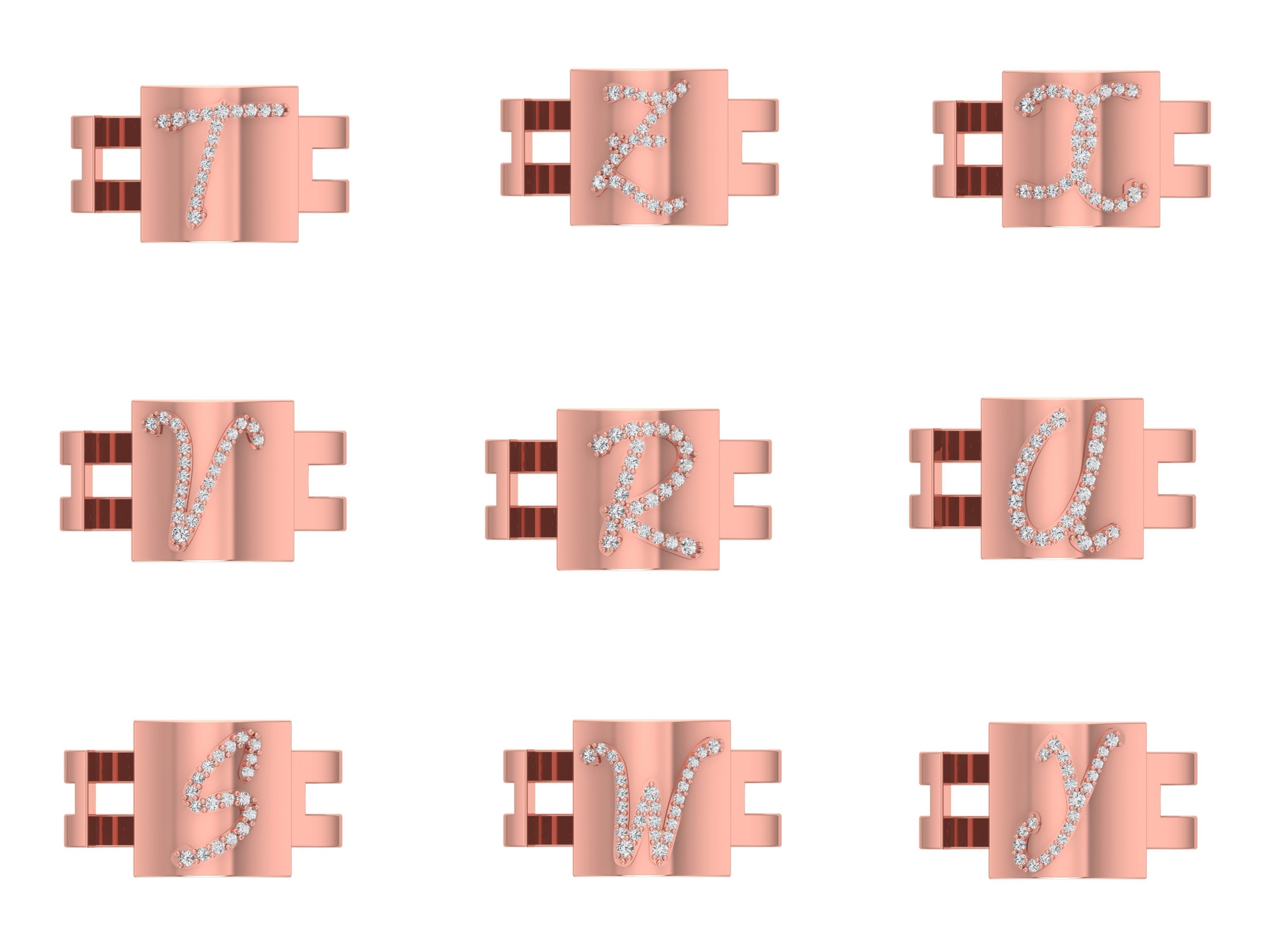 A to Z Alphabet Mens Ring 3dm STL OBJ FBX Details Collection _5