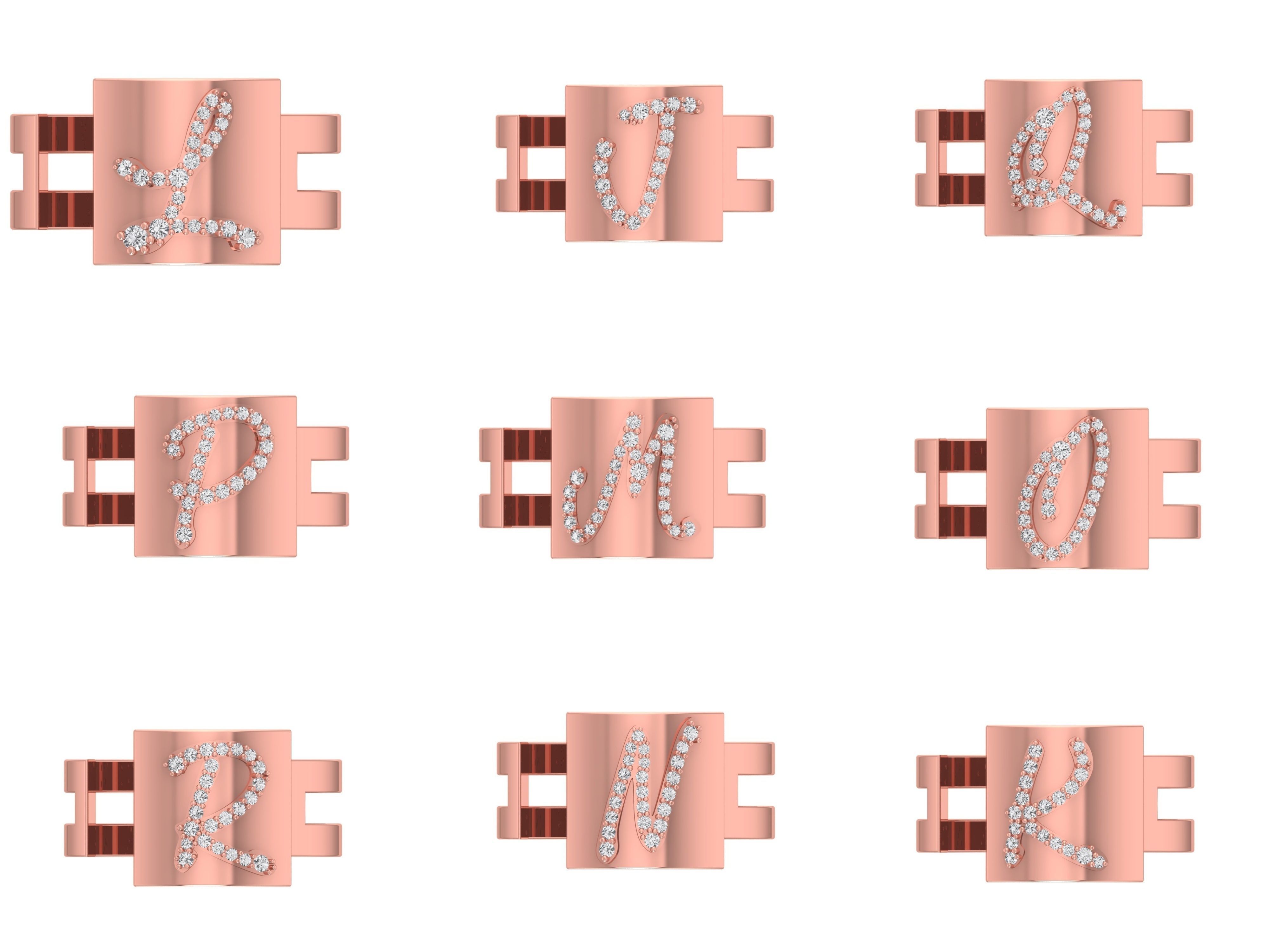 A to Z Alphabet Mens Ring 3dm STL OBJ FBX Details Collection _4