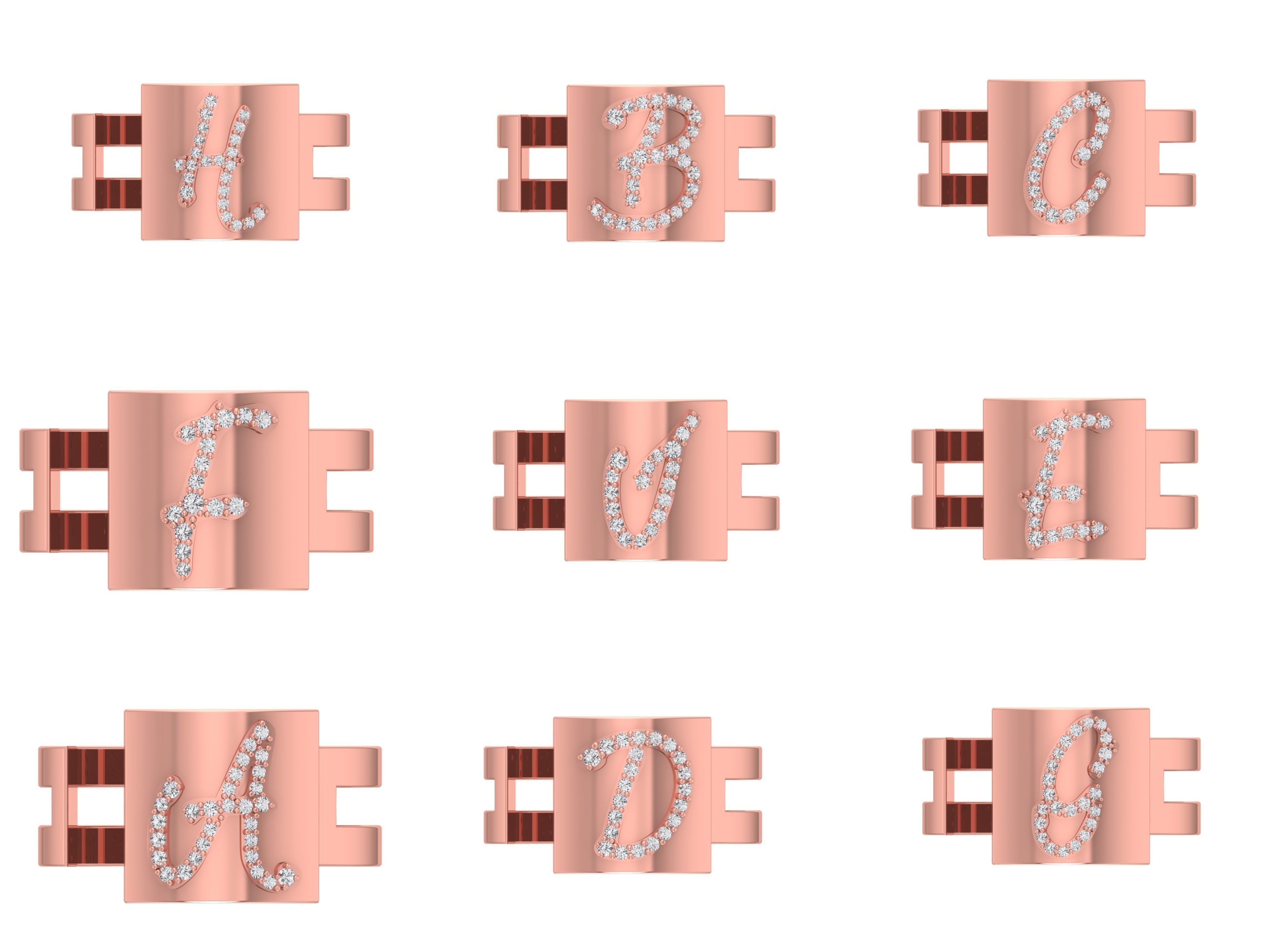 A to Z Alphabet Mens Ring 3dm STL OBJ FBX Details Collection _3