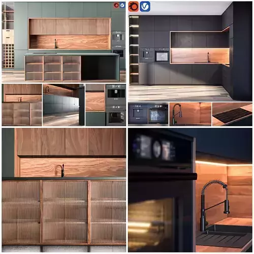 2 kitchen set Low-poly 3D model