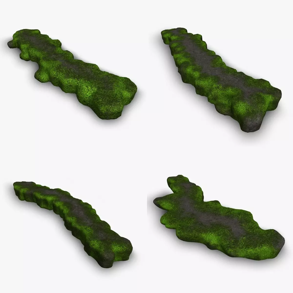 Rock Walkway 1 - 4 Combo - Moss 2 Low-poly 3D model_0