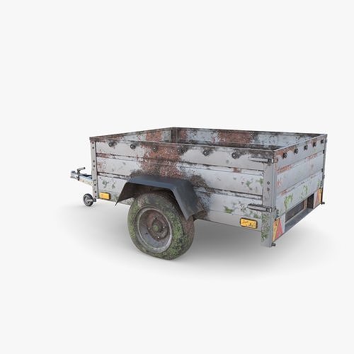 Cargo Trailer v3 weathered Low-poly 3D model 3