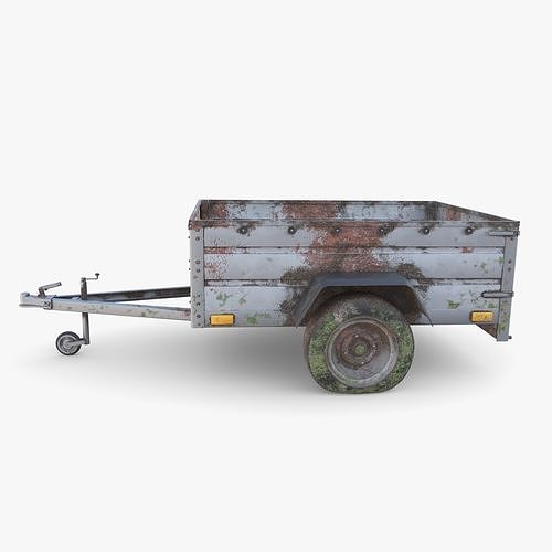 Cargo Trailer v3 weathered Low-poly 3D model 2