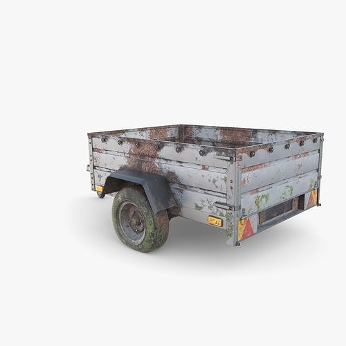 Cargo Trailer v3 weathered Low-poly 3D model 4