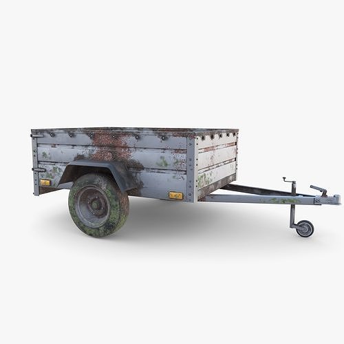 Cargo Trailer v3 weathered Low-poly 3D model 7
