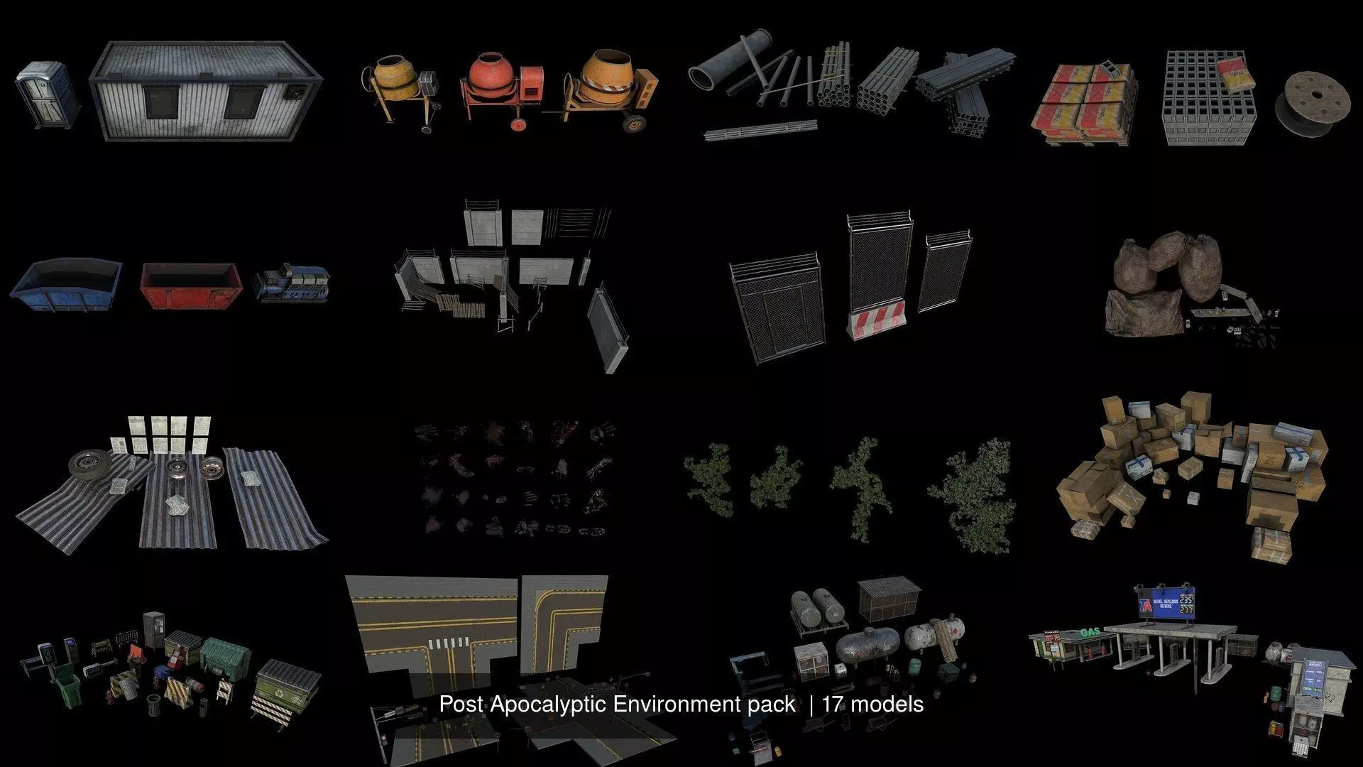 Post Apocalyptic Environment pack 3D Model Collection_1