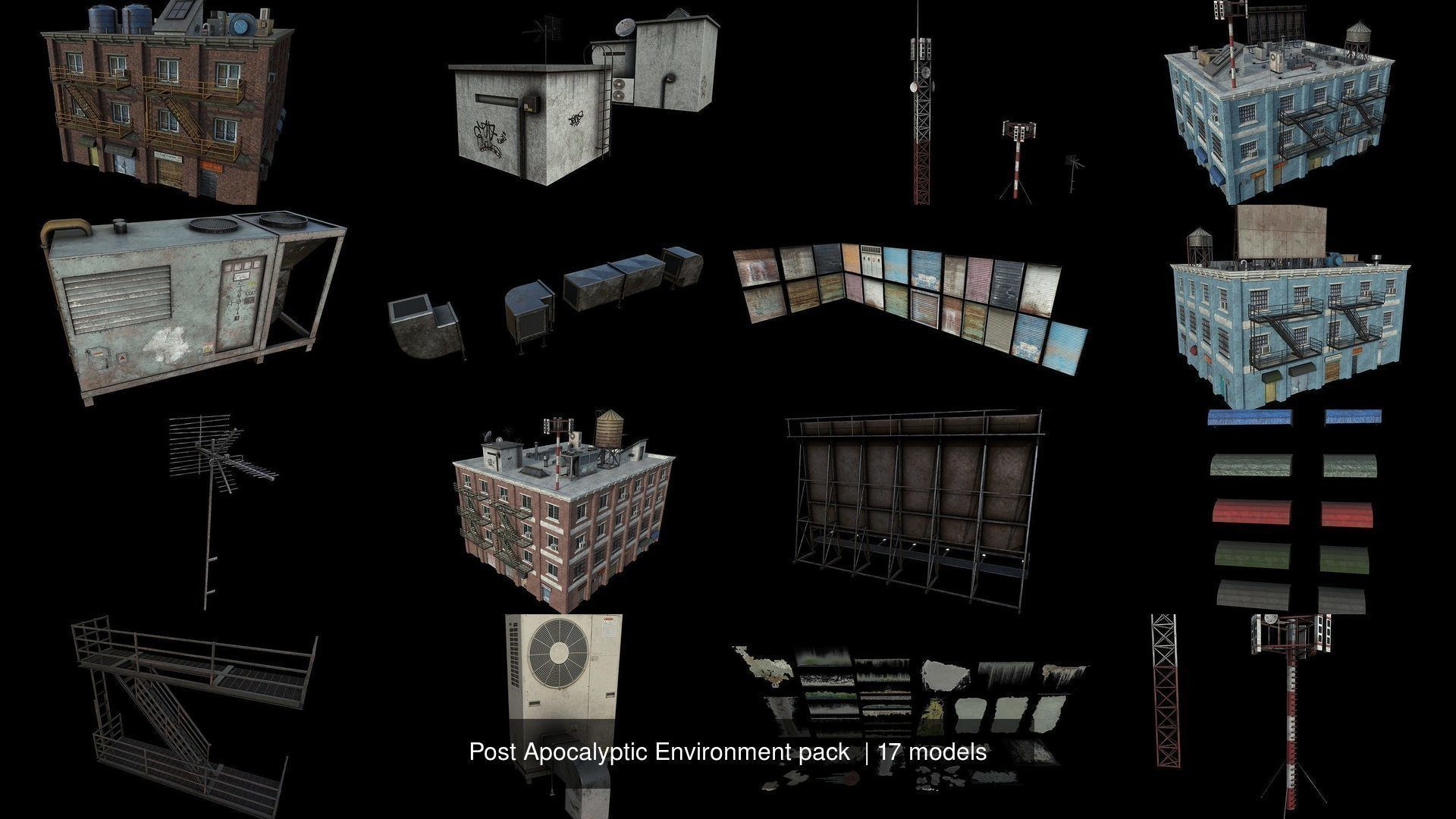 Post Apocalyptic Environment pack 3D Model Collection_3