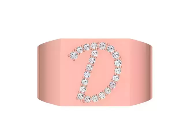 Mens Signet D Alphabet Ring 3dm STL OBJ FBX Render Details