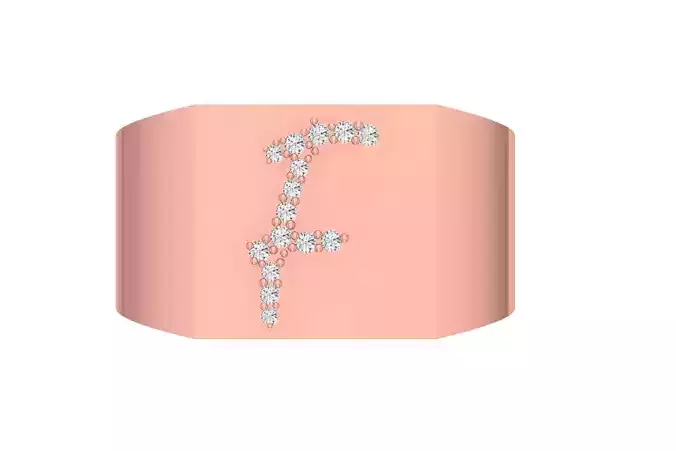 Mens Signet F Alphabet Ring 3dm STL OBJ FBX Render Details