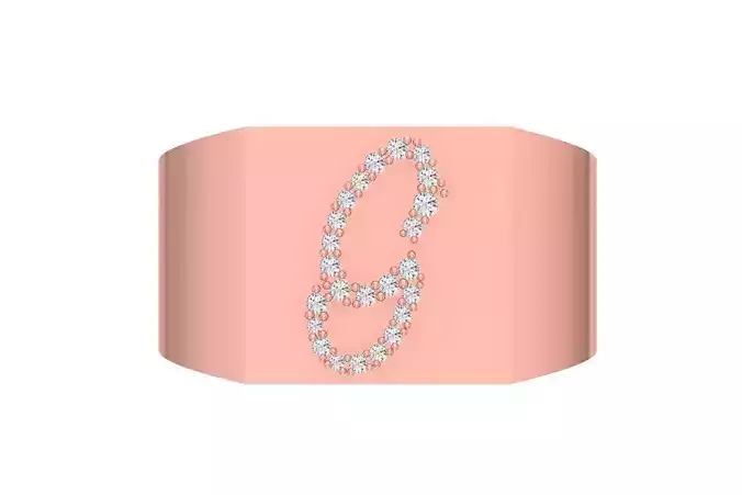 Mens Signet G Alphabet Ring 3dm STL OBJ FBX Render Details