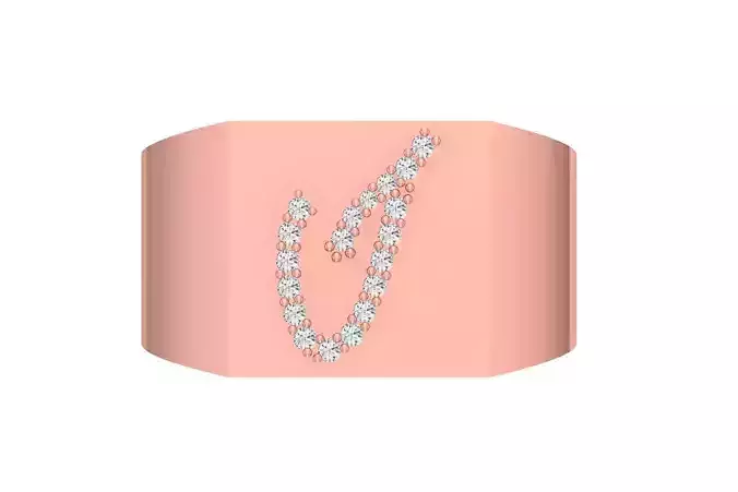 Mens Signet I Alphabet Ring 3dm STL OBJ FBX Render Details