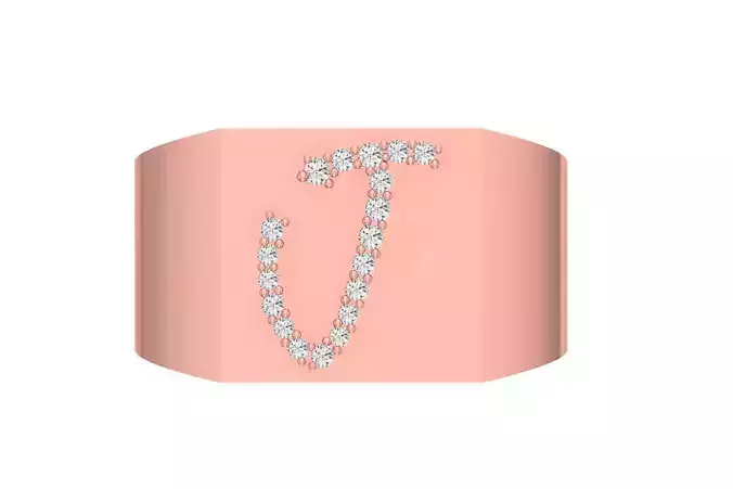 Mens Signet J Alphabet Ring 3dm STL OBJ FBX Render Details