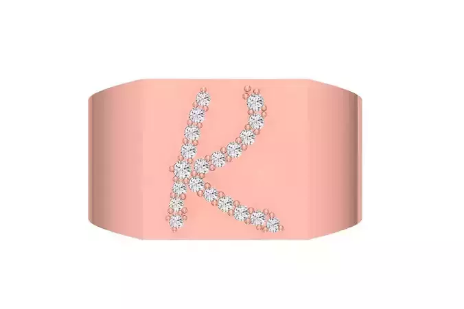 Mens Signet K Alphabet Ring 3dm STL OBJ FBX Render Details