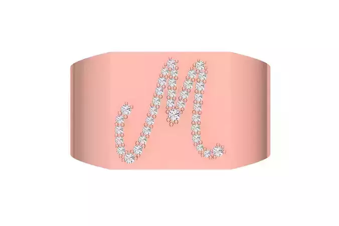 Mens Signet M Alphabet Ring 3dm STL OBJ FBX Render Details