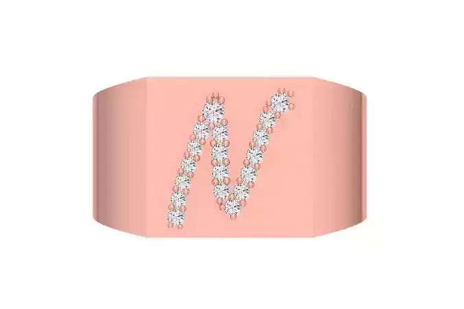 Mens Signet N Alphabet Ring 3dm STL OBJ FBX Render Details